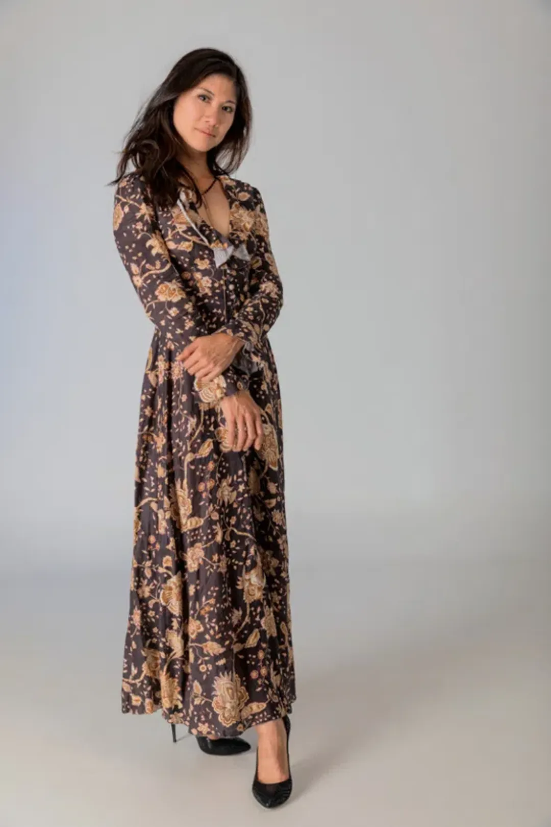 Zimmermann Veneto Ruffle-Trimmed Linen Maxi Dress Floral-Print Size 0/Au 8 for rent on The Volte - main image