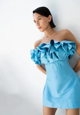 Rachel Gilbert Freida Strapless Mini Dress Blue Size 3 / Au 12 for rent on The Volte - image 1