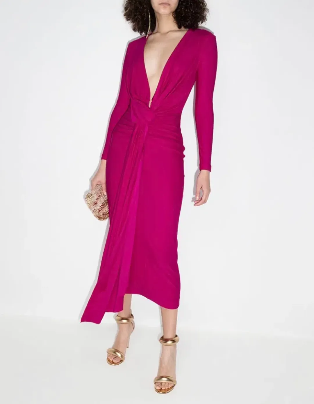 Solace London Lorena Midi Dress Barbie Pink Size 8 / S for rent on The Volte - main image