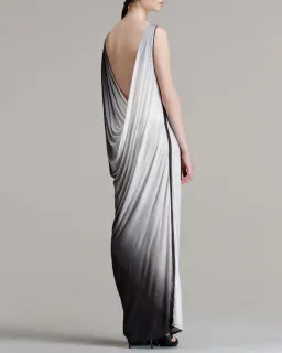 Helmut Lang Shadow Ombré Jersey Maxi Dress Grey Size S / Au 8 for rent on The Volte - image 2