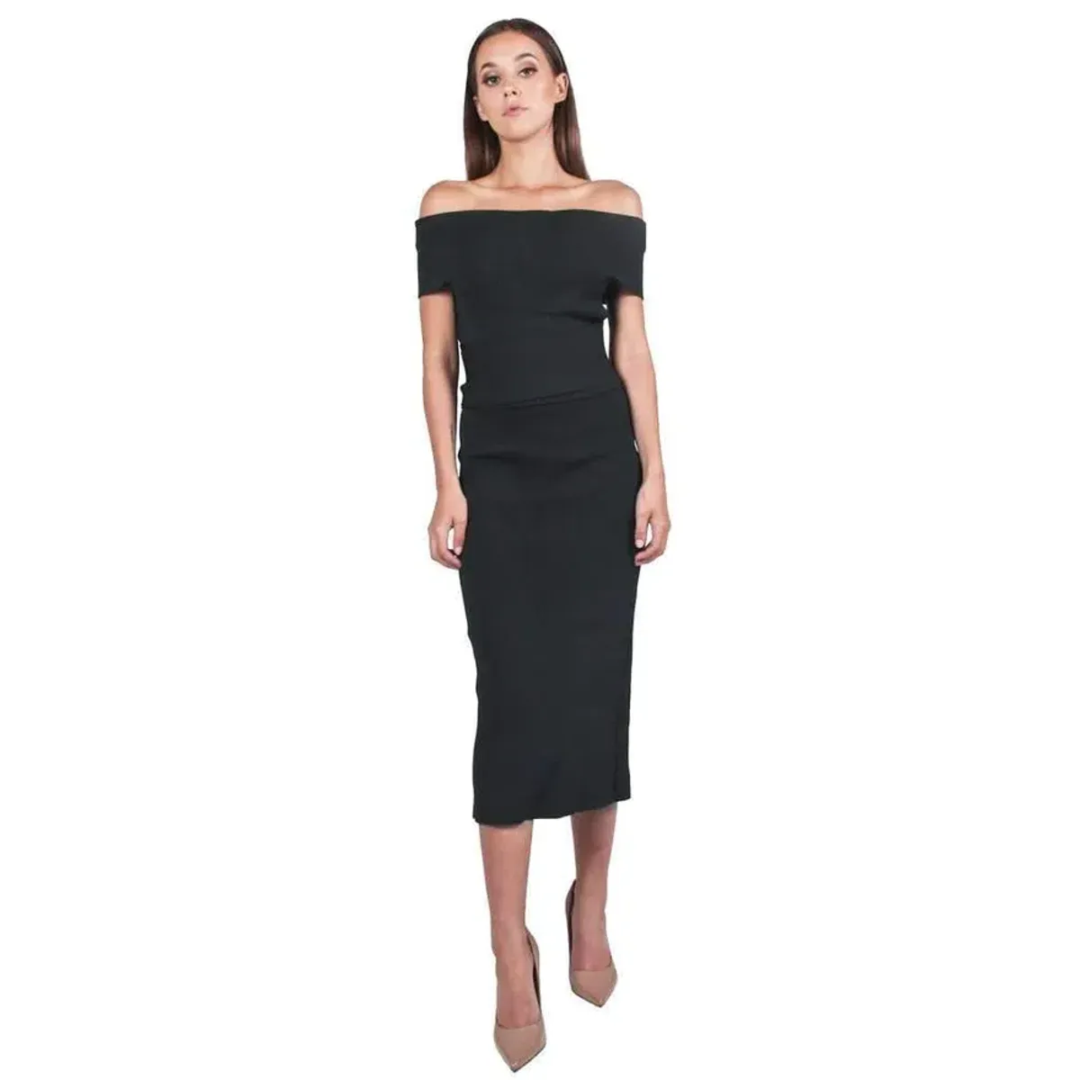 Scanlan Theodore Crepe Knit Milano Dress Black Size XS - Image 1