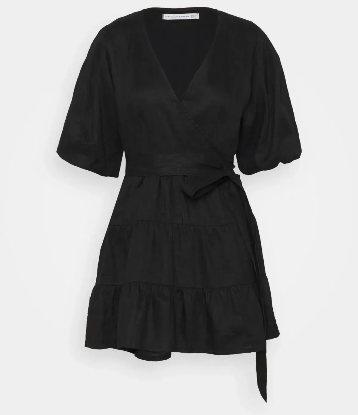 Faithfull the Brand Rooney Wrap Mini Dress Black Size 8 - Image 2