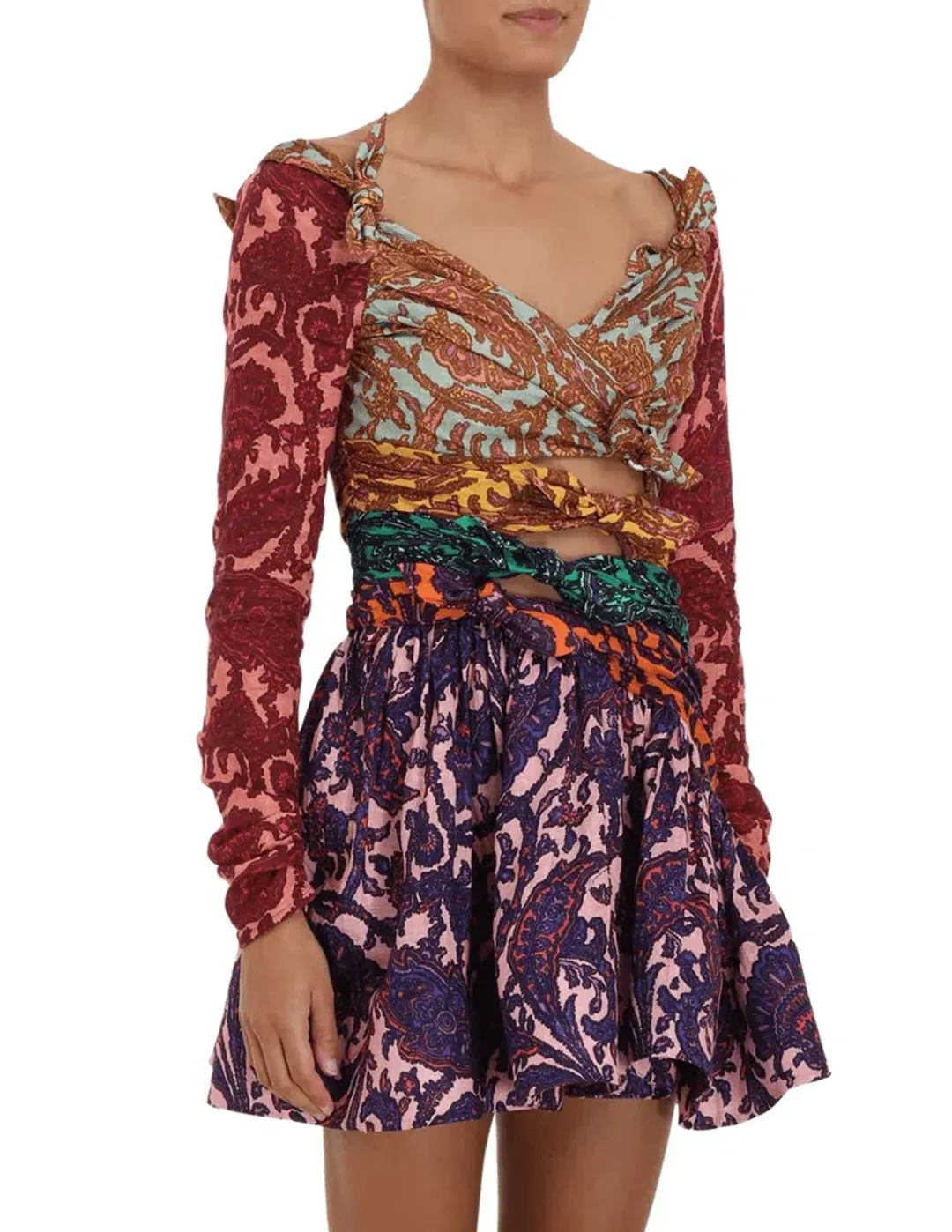 Zimmermann Tiggy Bow Mini Dress Multi Size 1/Au 10 for rent on The Volte - main image