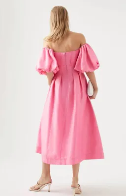 Aje Eugenie Off Shoulder Midi Dress Pink Size 8 / S for rent on The Volte - image 3