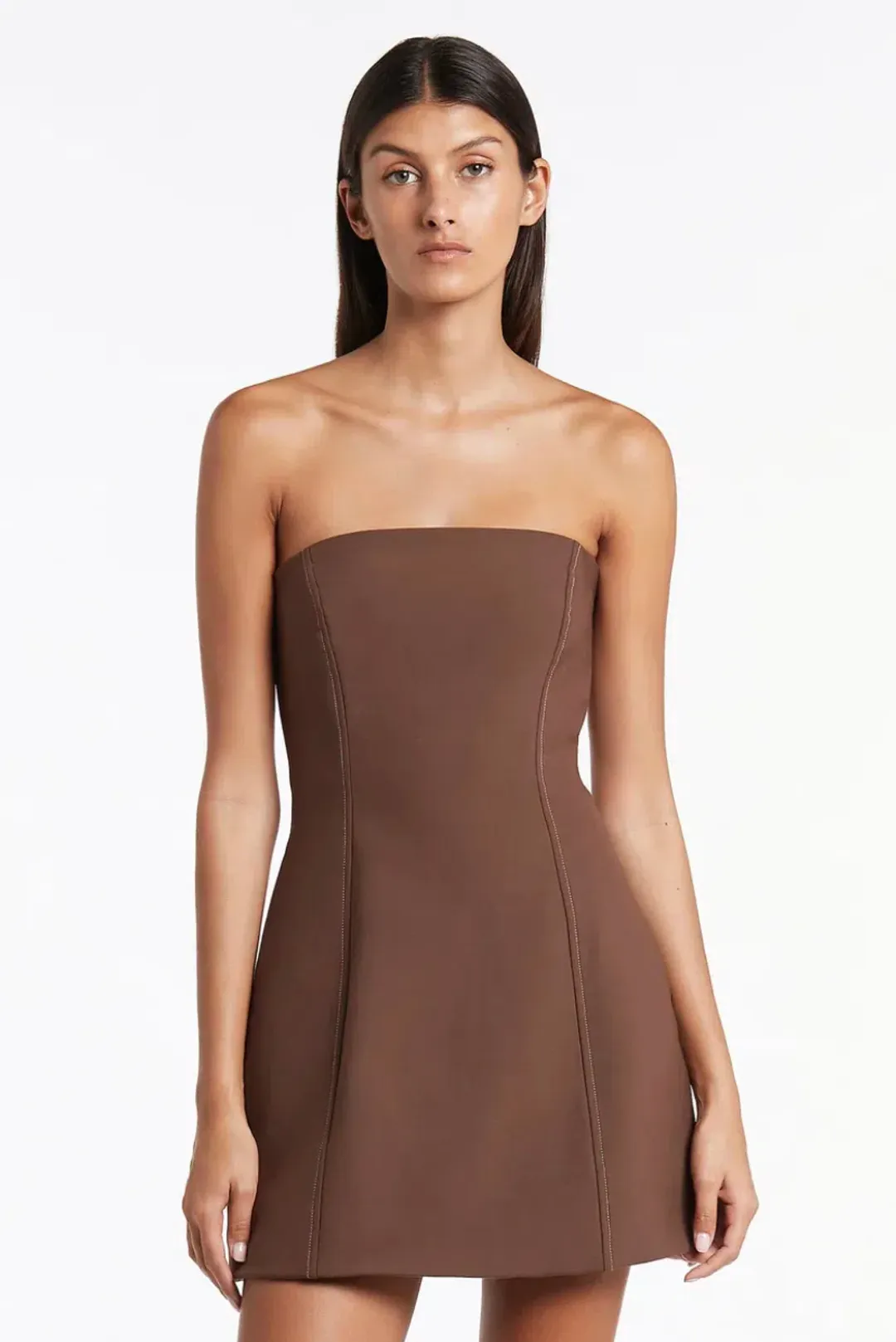 Sir the Label Adrien Strapless Mini Dress Brown Size 0 / Au 6 for rent on The Volte - main image