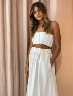 Sir The Label Clemence Bustier and Maxi Skirt Set White Size 6 for rent on The Volte - image 2