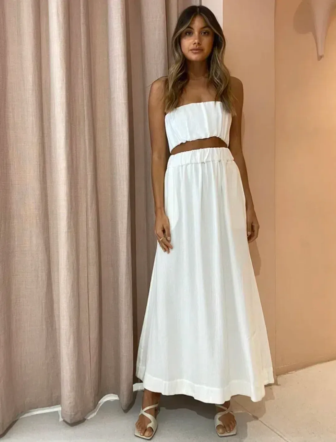Sir The Label Clemence Bustier and Maxi Skirt Set White Size 6 for rent on The Volte - main image
