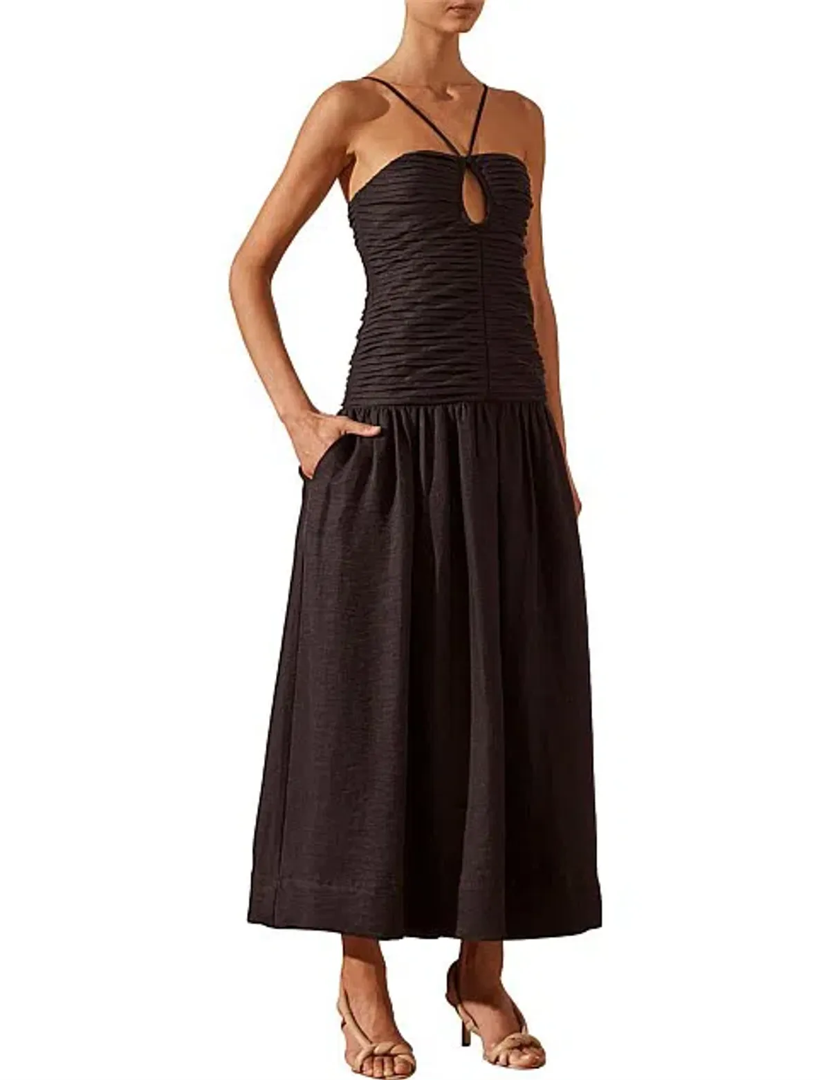 Shona Joy Thea Sleevless Keyhole Midi Dress Black Size 8 - Image 3