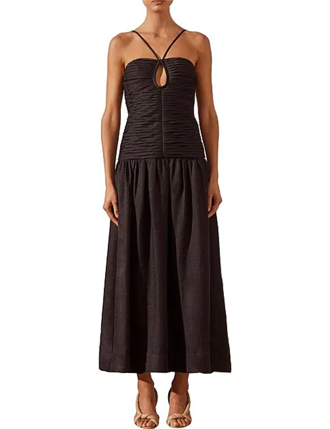 Shona Joy Thea Sleevless Keyhole Midi Dress Black Size 8 for rent on The Volte - main image