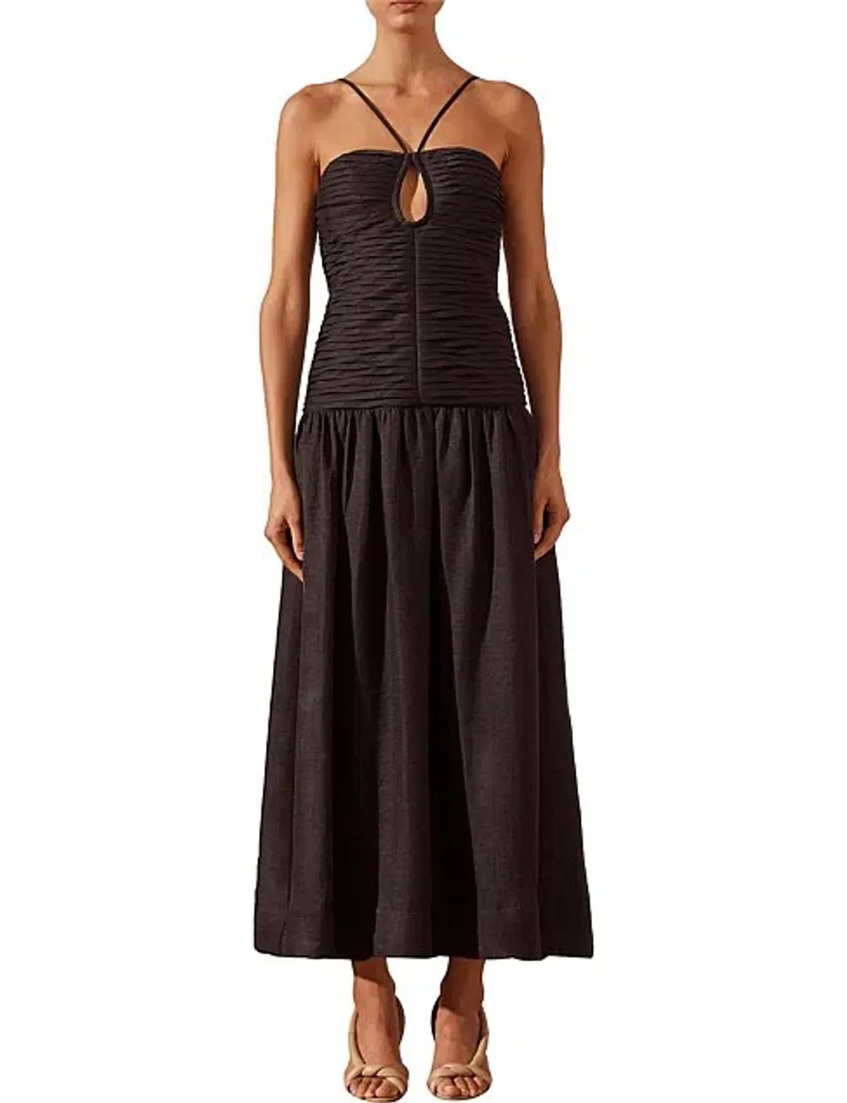 Shona Joy Thea Sleevless Keyhole Midi Dress Black Size 8 - Image 1