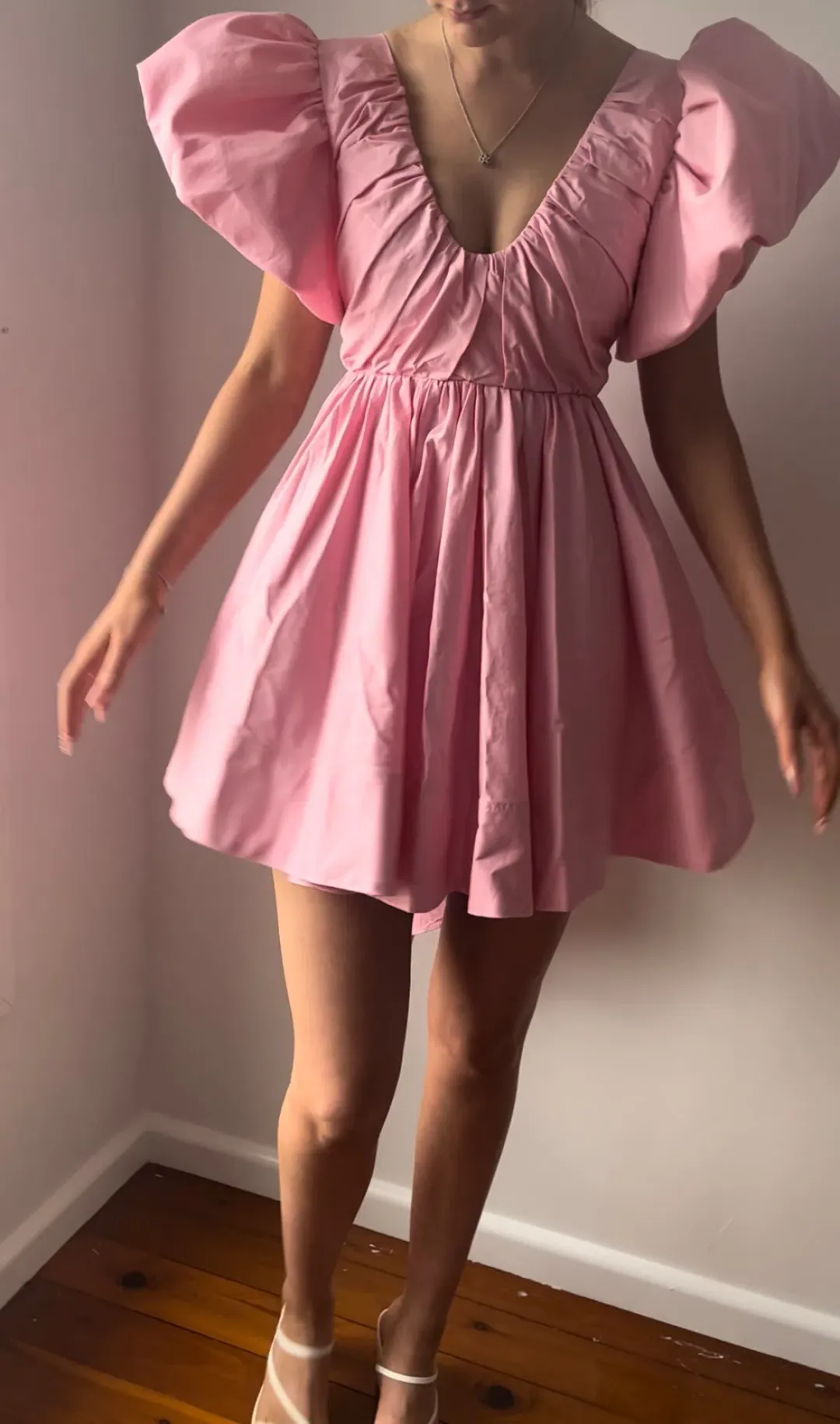 Aje Gretta Bow Back Mini Dress Ballerina Pink Size AU 6 for rent on The Volte - main image