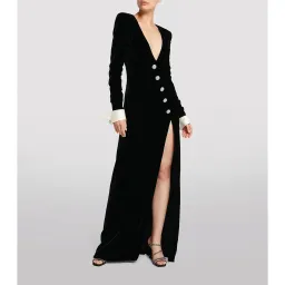 Alessandra Rich Velvet Embellished Evening Gown Black Size 38 IT / 6 AU for rent on The Volte - image 3
