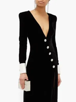 Alessandra Rich Velvet Embellished Evening Gown Black Size 38 IT / 6 AU for rent on The Volte - image 2