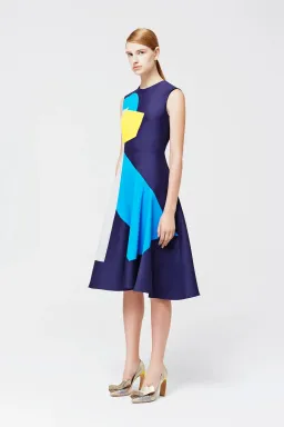 Roksanda Navy Colour Block Midi Dress Size AU8 for rent on The Volte - image 1