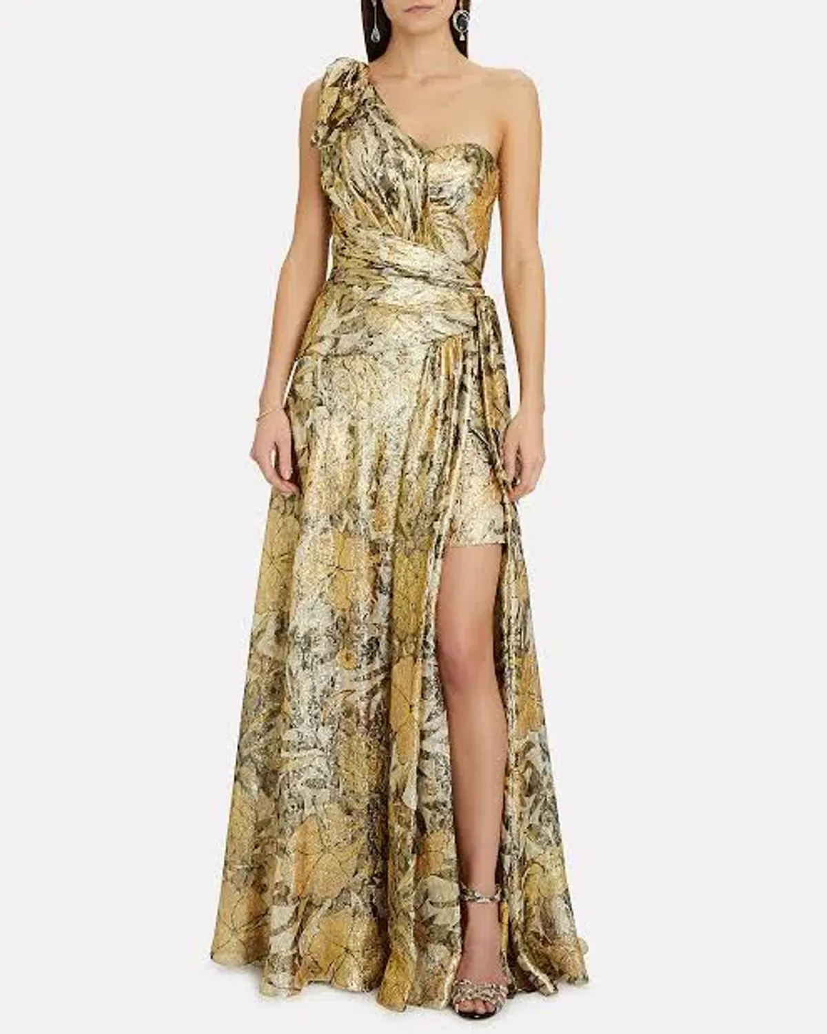 Dundas Gold Lame Gown Gold AU Size 6 - Image 3