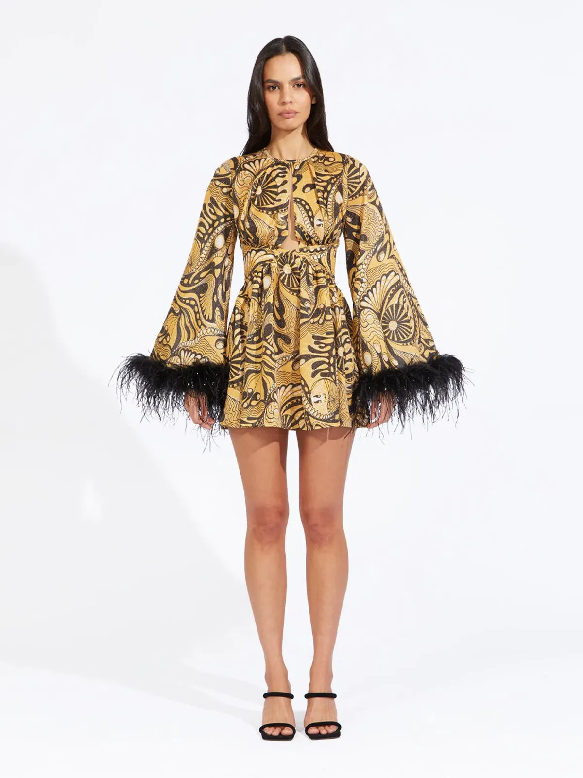 Alice McCall Dust Feather Mini Dress Gold Size 6/ AU 10 - Image 2