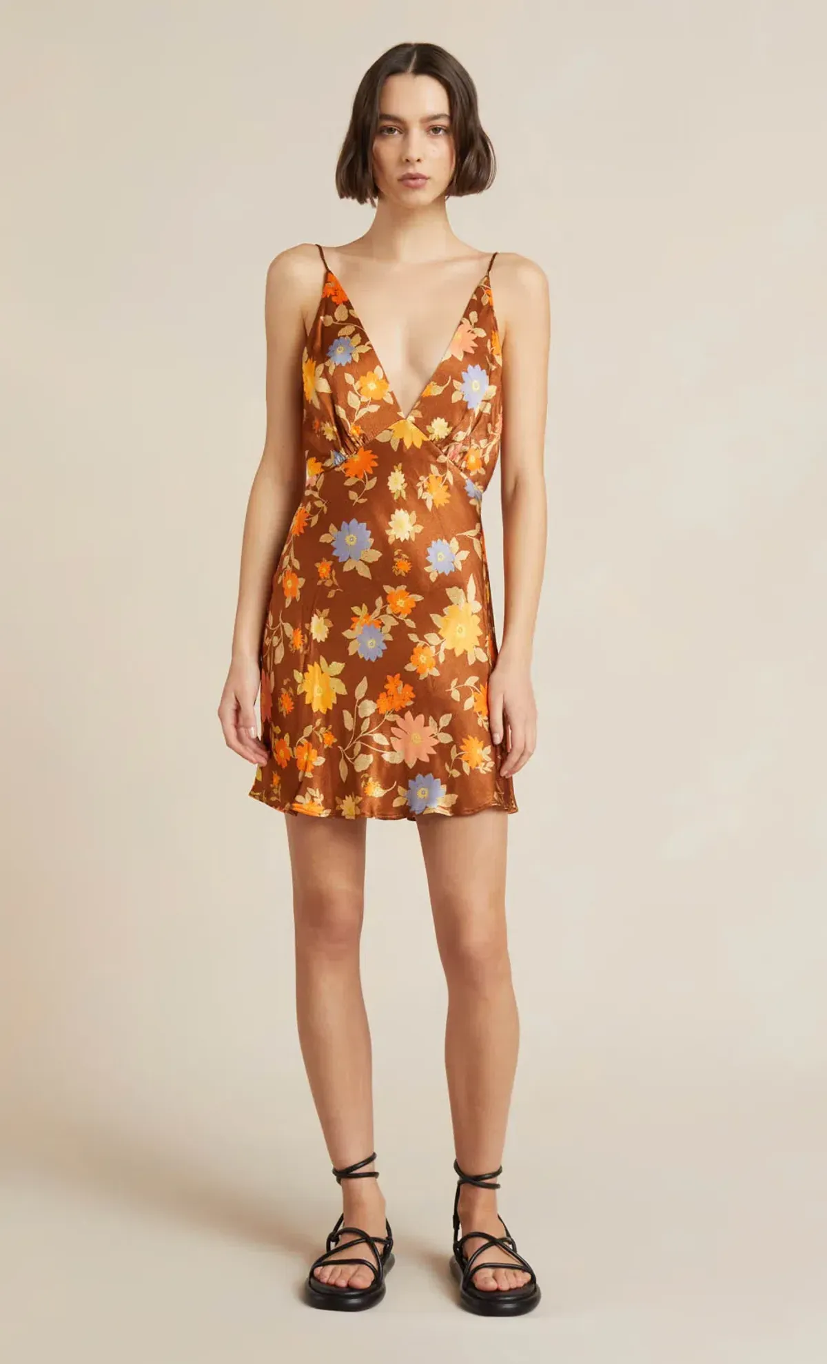 Bec & Bridge Carmen Floral satin mini dress Orange Size AU 8 - Image 2
