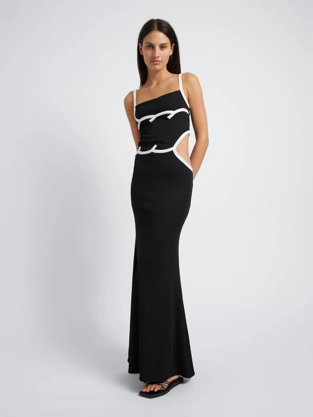 Christopher Esber Wave Bind Split Tank Dress Black Size 10 for rent on The Volte - main image