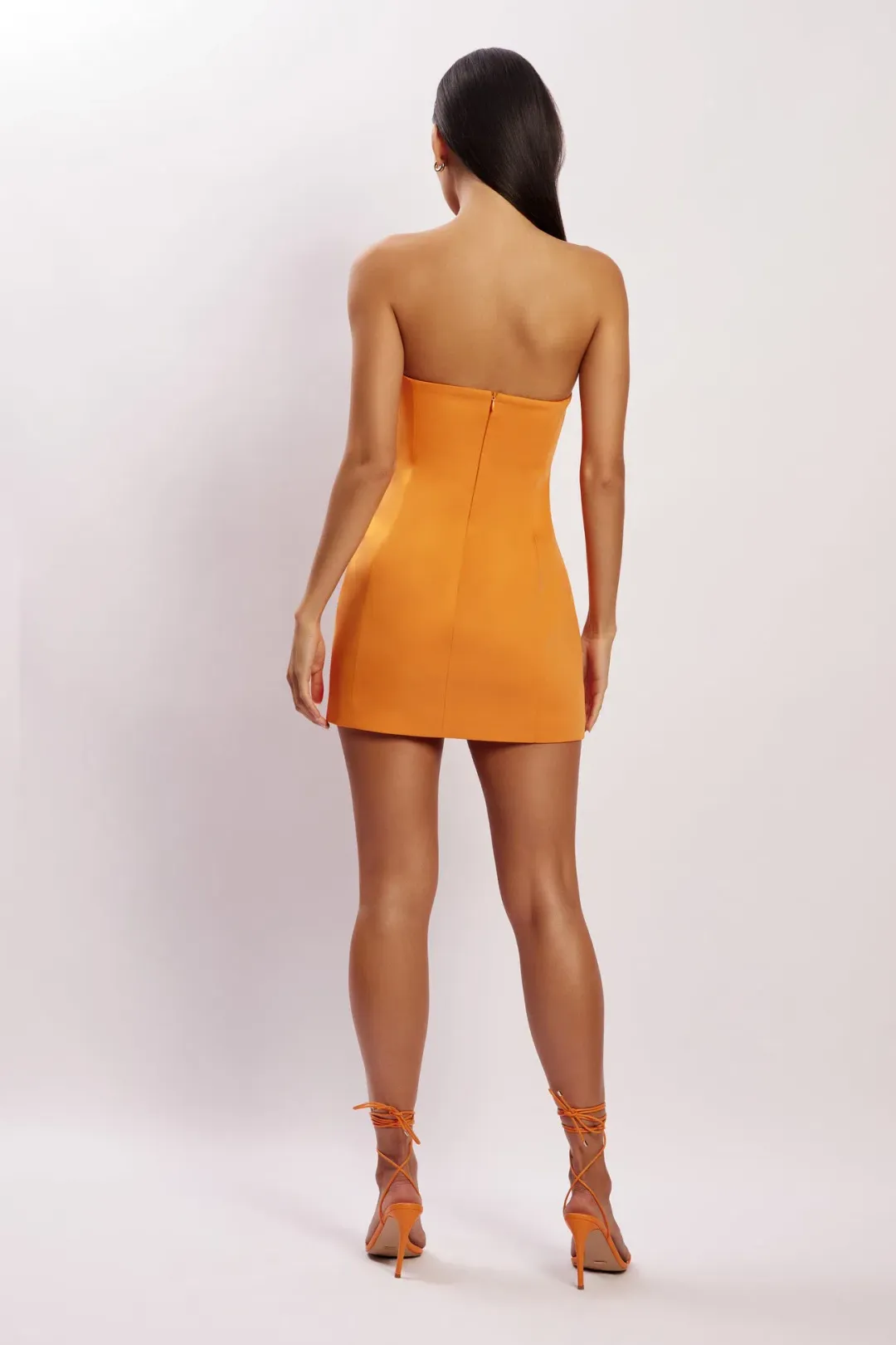 Meshki Maci Crepe Mini Dress in Tangerine Size S / AU 8 for rent on The Volte - main image