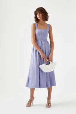 Aje Virginie Cut Out Midi Dress Cool Lavender Size 6 for rent on The Volte - image 1