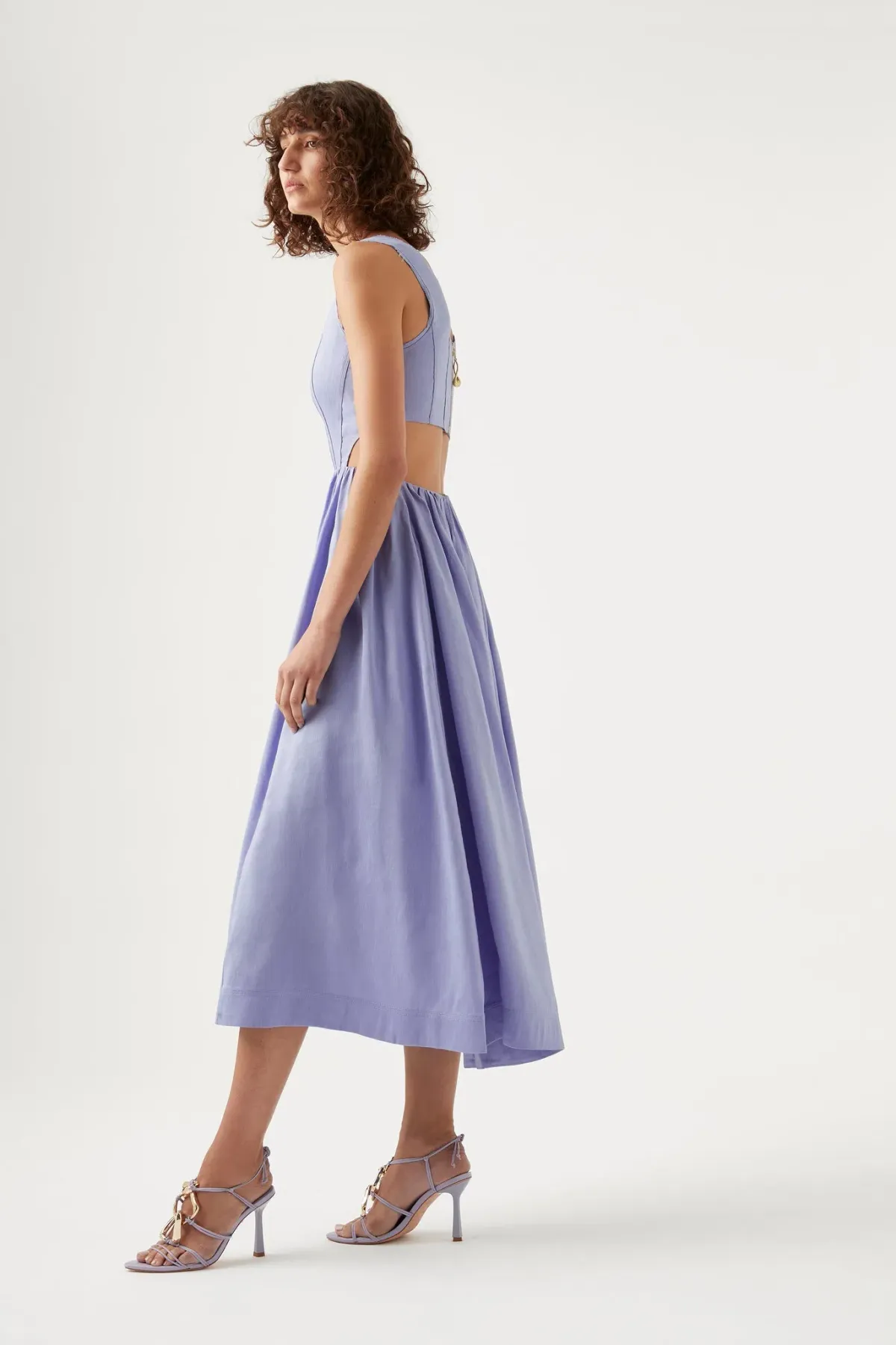 Aje Virginie Cut Out Midi Dress Cool Lavender Size 6 - Image 2