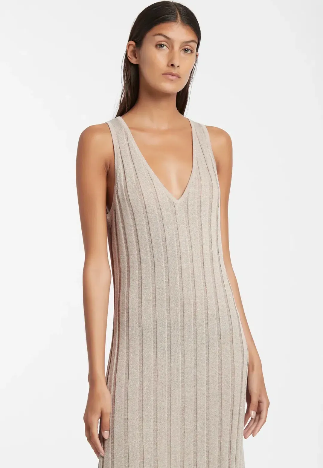 Sir the Label Isobel V Neck Dress Beige Size 1/AU 8 for rent on The Volte - main image