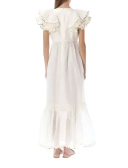 Zimmermann Dancer Scalloped Midi Dress in Ivory Size 0/AU 8 for rent on The Volte - image 3