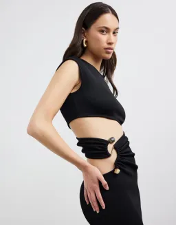 Christopher Esber Elongated Distorted Quartz Split Dress Black Size 8 for rent on The Volte - image 4
