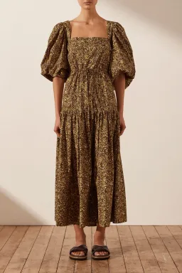 Shona Joy Lilou Pin Tuck Cross Back Midi Dress Floral Size 8 / S for rent on The Volte - image 1