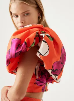 Aje Marcel Puff Sleeve Bodice & Lewis Tuck Detail Midi Skirt Set Floral Size 12 / L for rent on The Volte - image 2