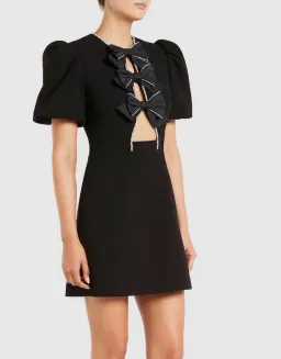 Rebecca Vallance Katie Bow Mini Dress Black Size 8 for rent on The Volte - image 3
