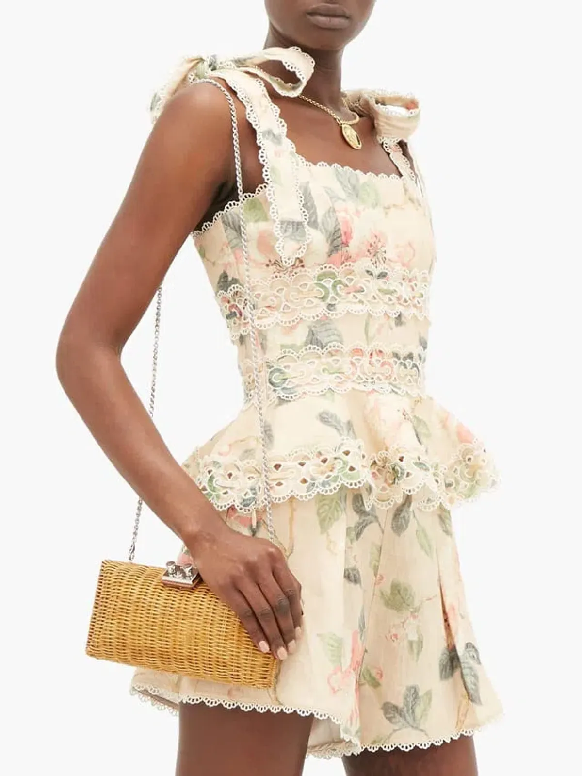 Zimmermann Kirra Floral Set Top and Shorts Beige Size 1 / AU 8 - Image 1