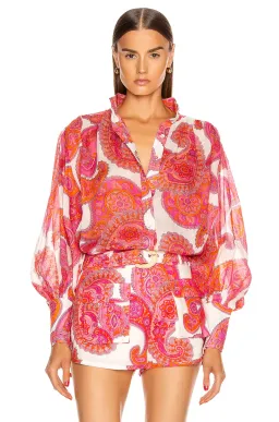 Zimmermann Safari Shorts and Top Set Peggy Paisley Magenta Size AU 12 for rent on The Volte - image 2