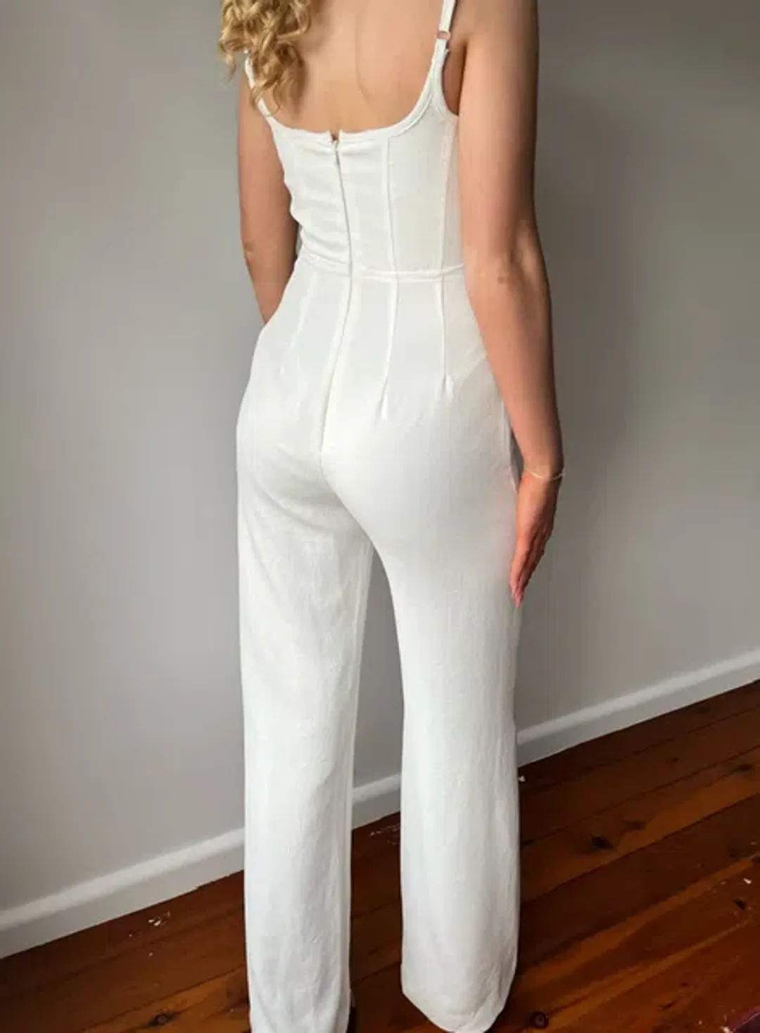 Kookai Oyster Panel Jumpsuit White Size AU 6 for rent on The Volte - main image