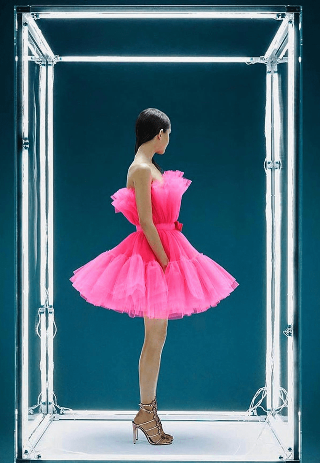 Giambattista Valli Pink Flared Tulle Dress Size 10 for rent on The Volte - main image