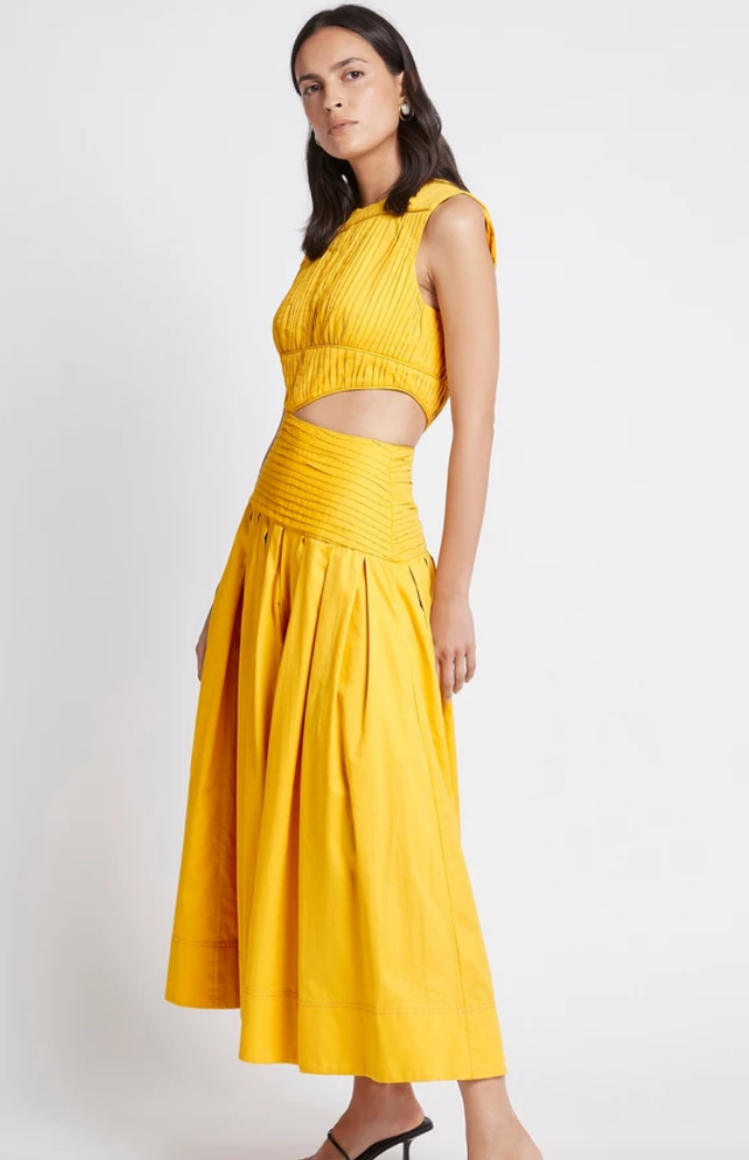 Aje Cascade Cut Out Dress Yellow Size 8 for rent on The Volte - main image