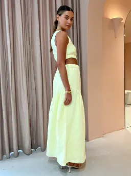 Sir the Label Francesca Asymmetrical Cut Out Dress in Butter Yellow Size 2/AU 10 for rent on The Volte - image 4