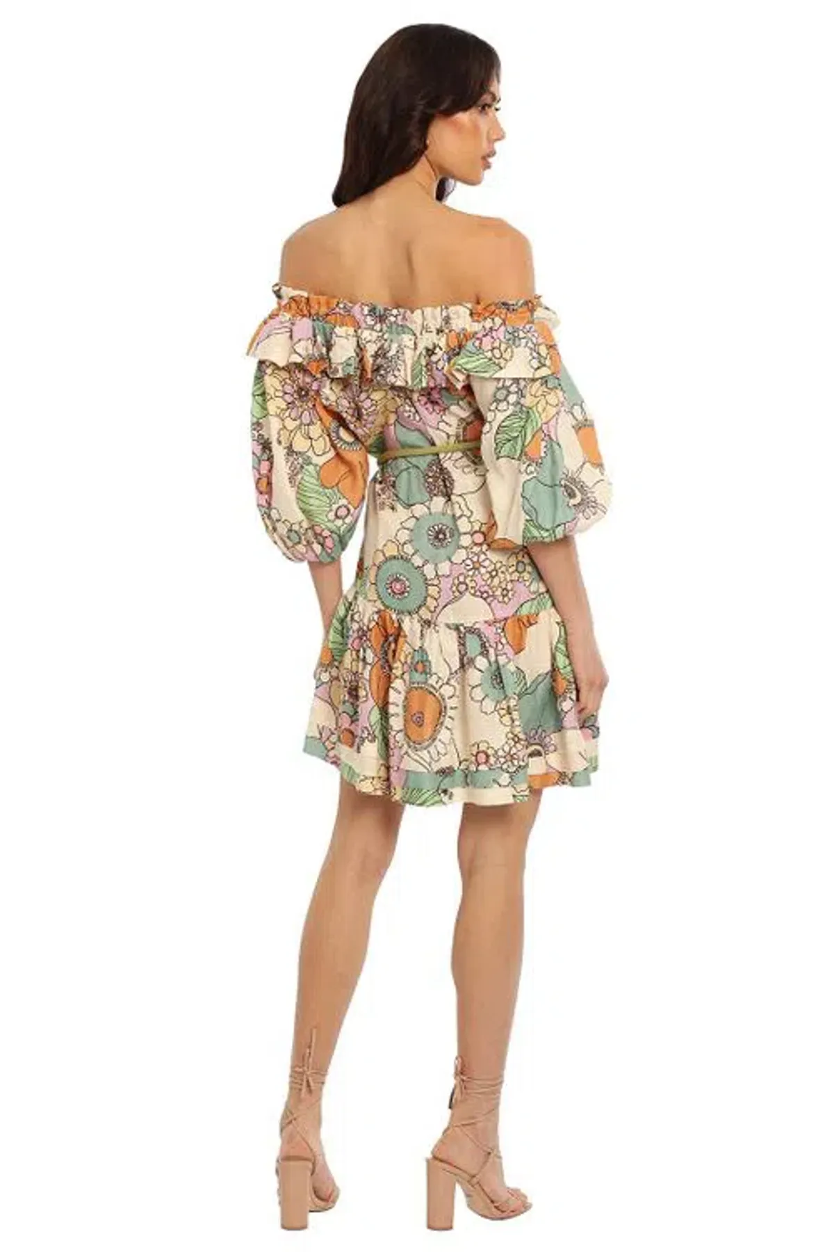 Alemais Exclusive Farrah Ruffle Mini Dress Print Size 6 - Image 4