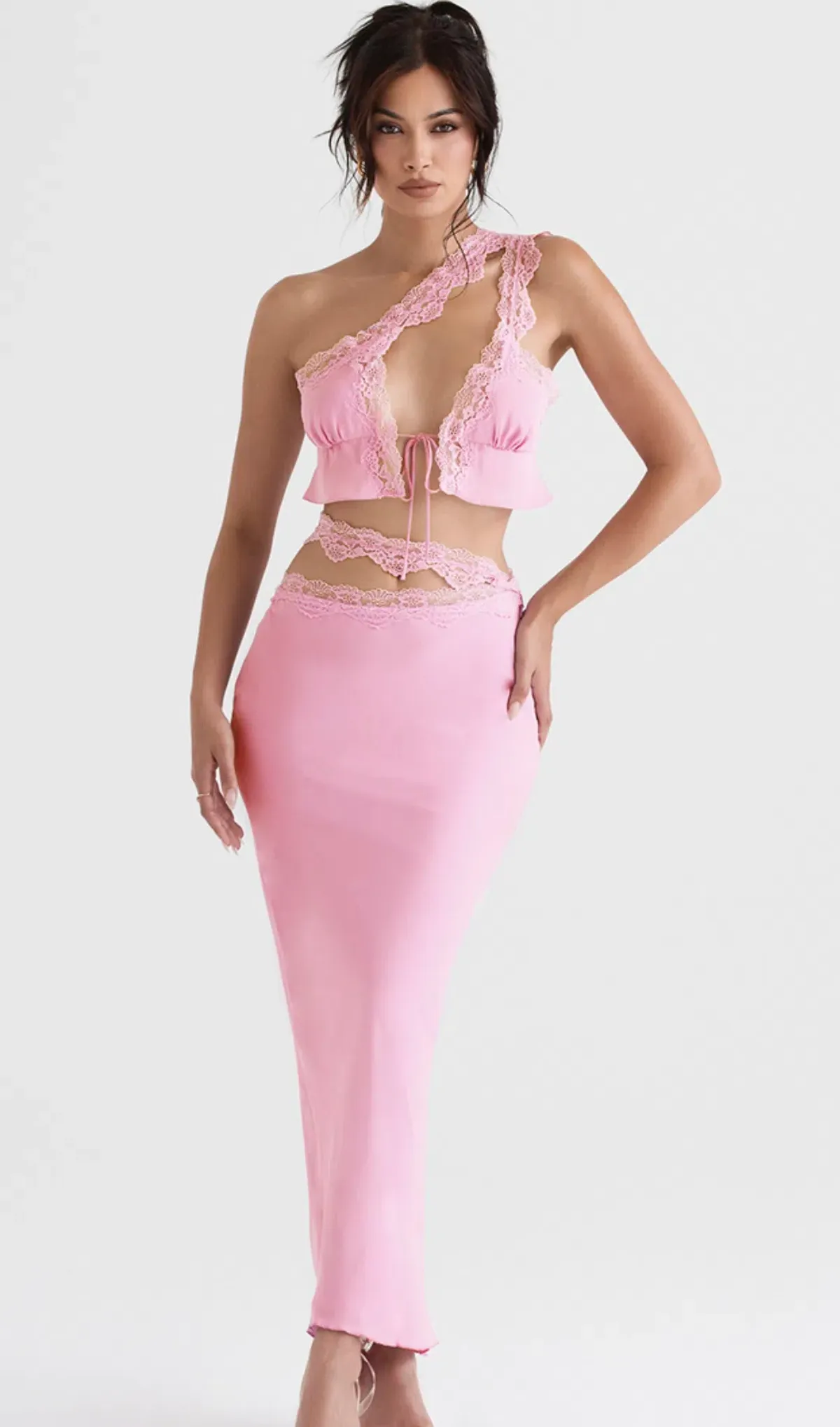 House of CB Lorena Cropped Top & Mathilda Maxi Skirt Set Pink Size 6 - Image 4