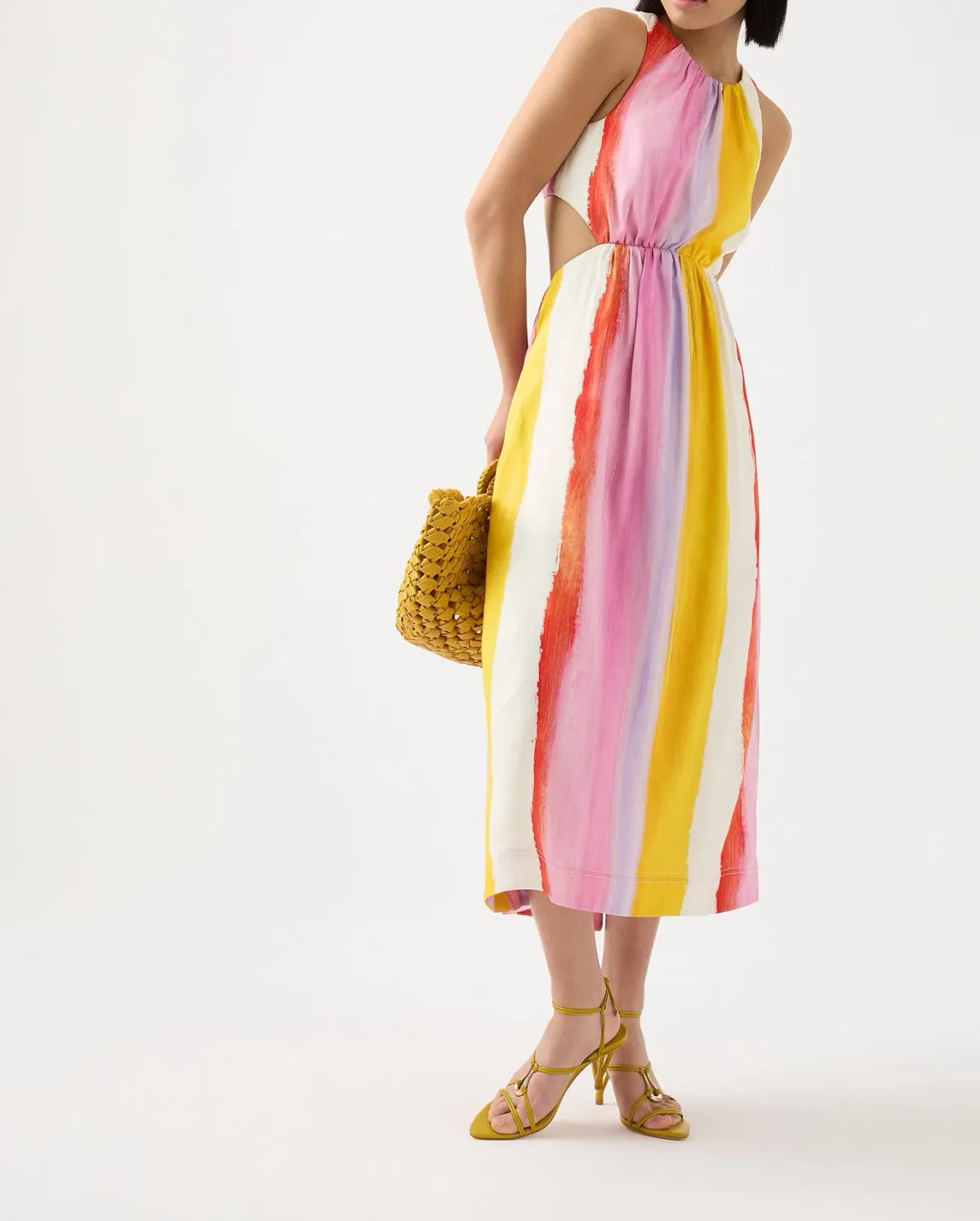 Aje Imagination Cut Out Midi Dress Multi Size 8 / S - Image 1