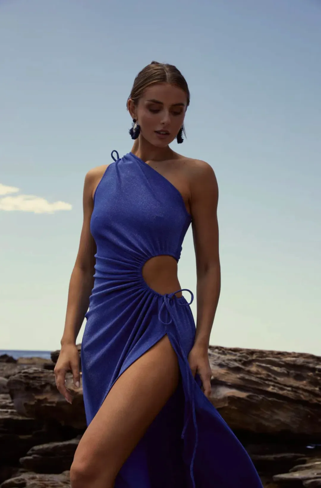 Sonya Moda Nour Cobalt Maxi Dress in Blue Shimmer Size 10 / M for rent on The Volte - main image