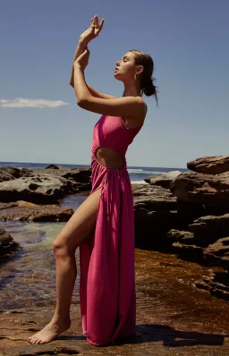 Sonya Moda Nour Maxi Dress in Pink Shimmer Size 12 / L for rent on The Volte - image 4
