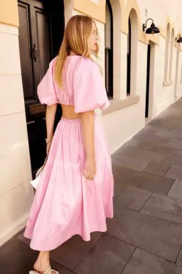 Aje Capucine Puff Sleeve Midi Dress Pink Size L / AU 12 for rent on The Volte - image 2