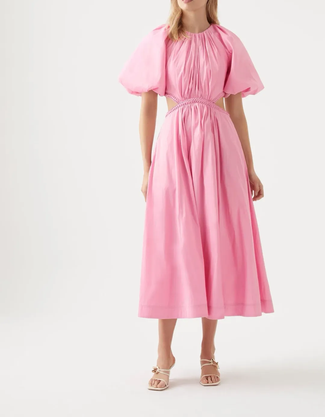 Aje Capucine Puff Sleeve Midi Dress Pink Size L / AU 12 for rent on The Volte - main image