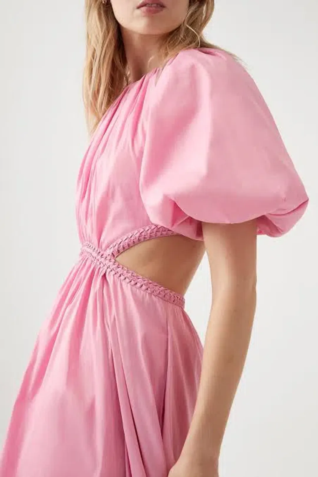 Aje Capucine Puff Sleeve Midi Dress Pink Size L / AU 12 for rent on The Volte - main image