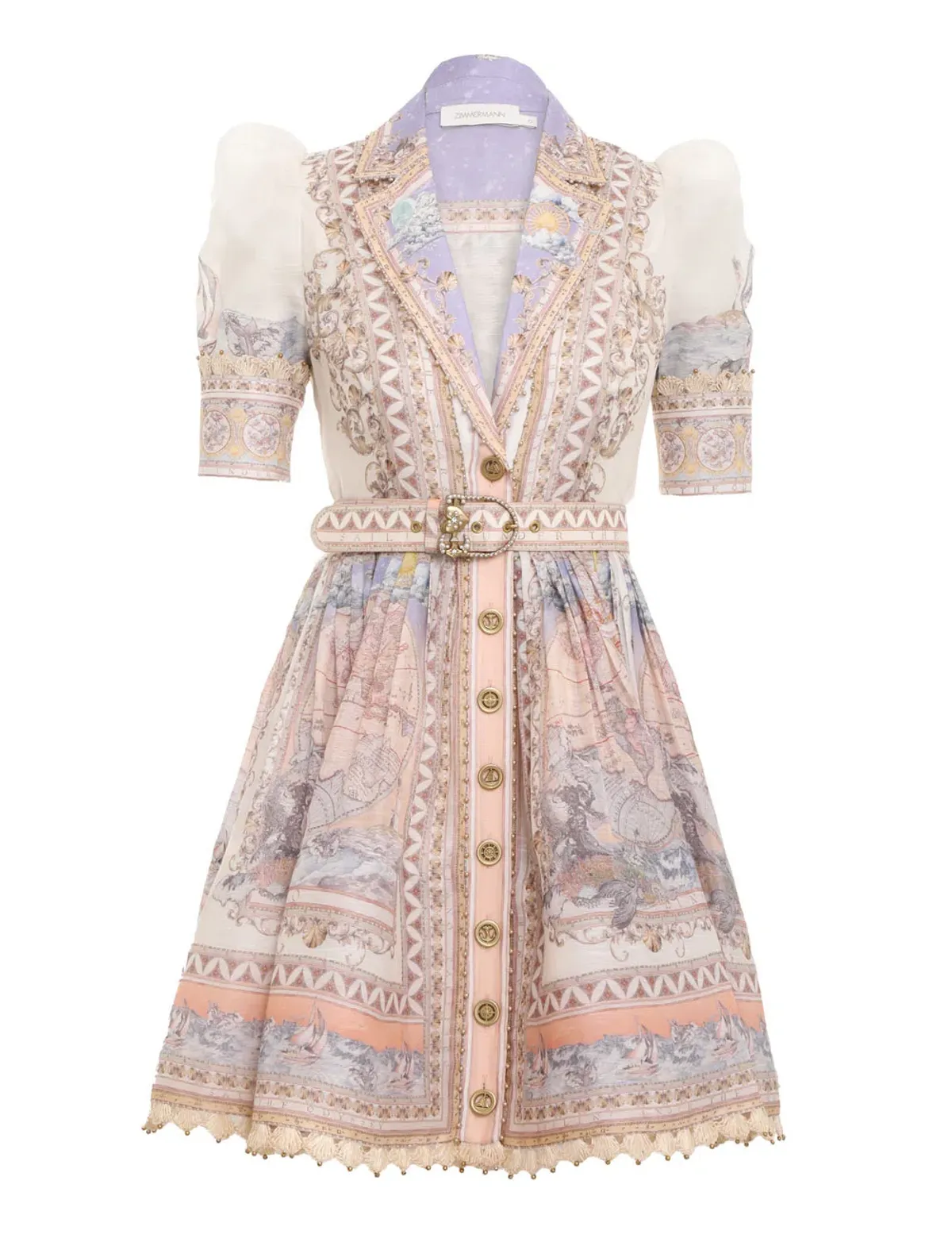 Zimmermann High Tide Mini Shirt Dress Odyssey Print Size 1 / Au 10 - Image 4
