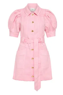Aje Flora Denim Puff Sleeve Dress Bon Bon Pink Size AU 12 for rent on The Volte - image 4