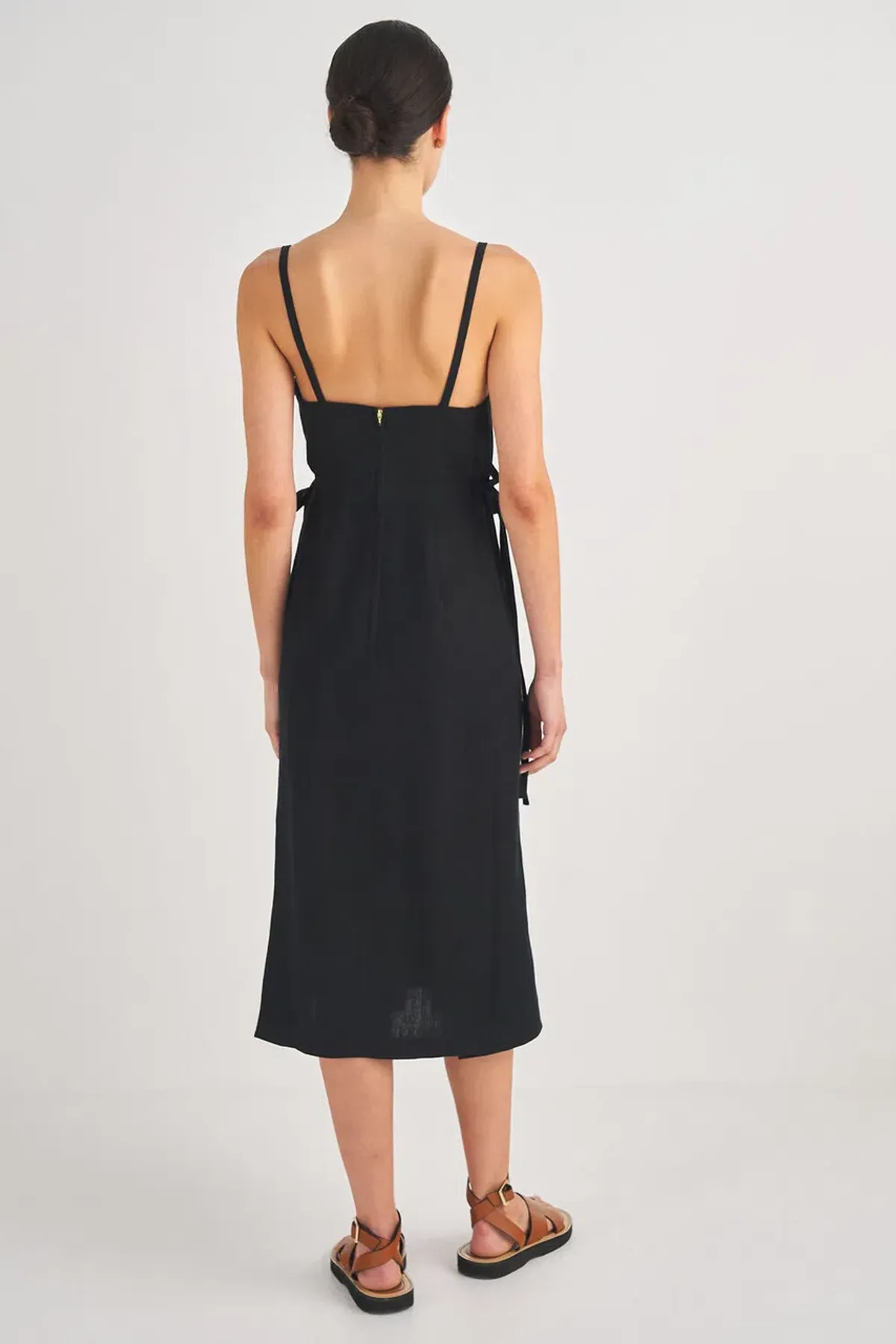 Oroton Linen Apron Dress Black Size AU 10 - Image 2