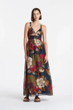 Sir the Label Bonita V Neck Gown Burgundy Floral Size 4 for rent on The Volte - image 1