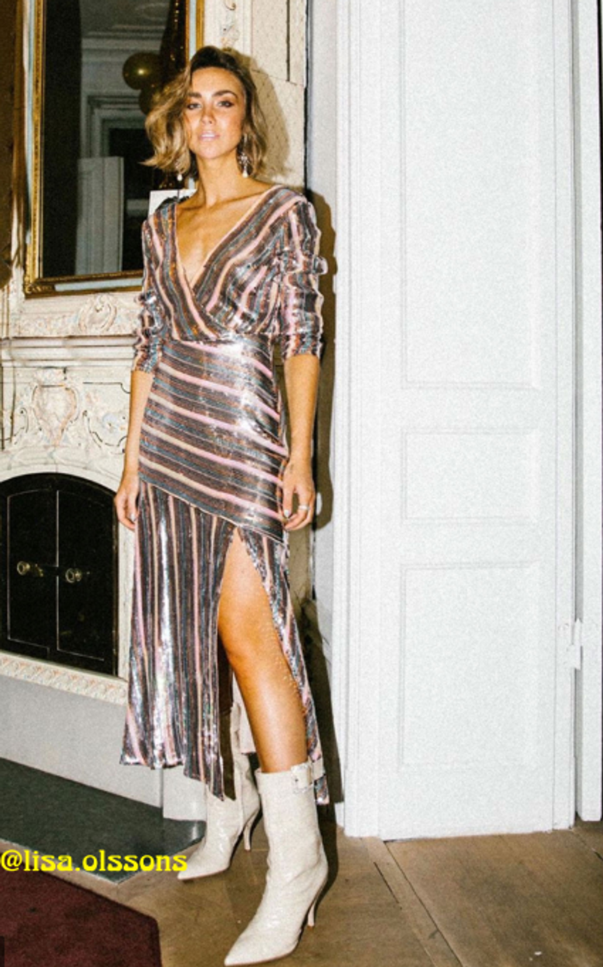 Rixo London Tyra Striped Sequined Crepe Midi Dress Size 8 - Image 2
